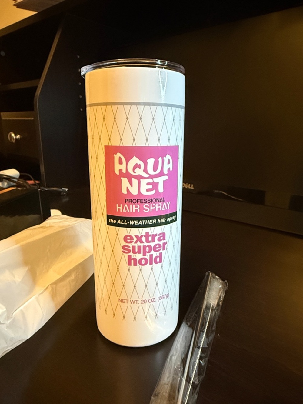 Tumbler- Extra Super Hold Hairspray - White/Pink